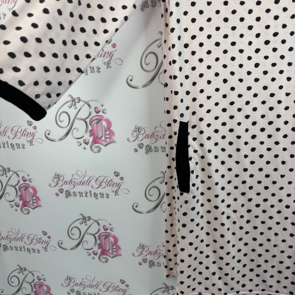 Kate Spade dress dream a little light pink Black Polka Dot Dress black trim - Picture 10 of 14